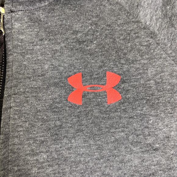 Under Armour 1/2 Zip Hoodie Men's Large Gray Florescent Pink Logo College Sporty - Picture 5 of 11